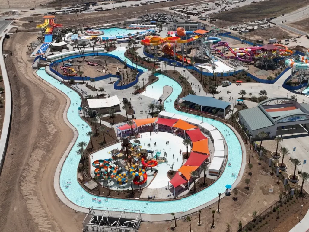 An aerial view of a water park in irvine