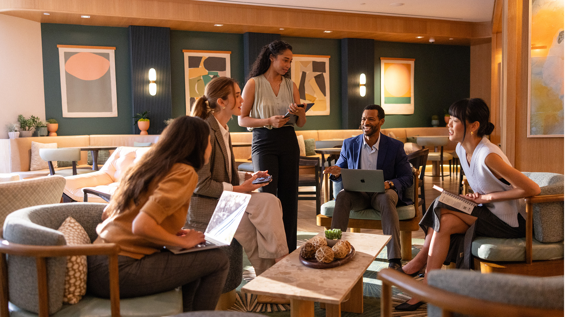 Meeting in a lobby