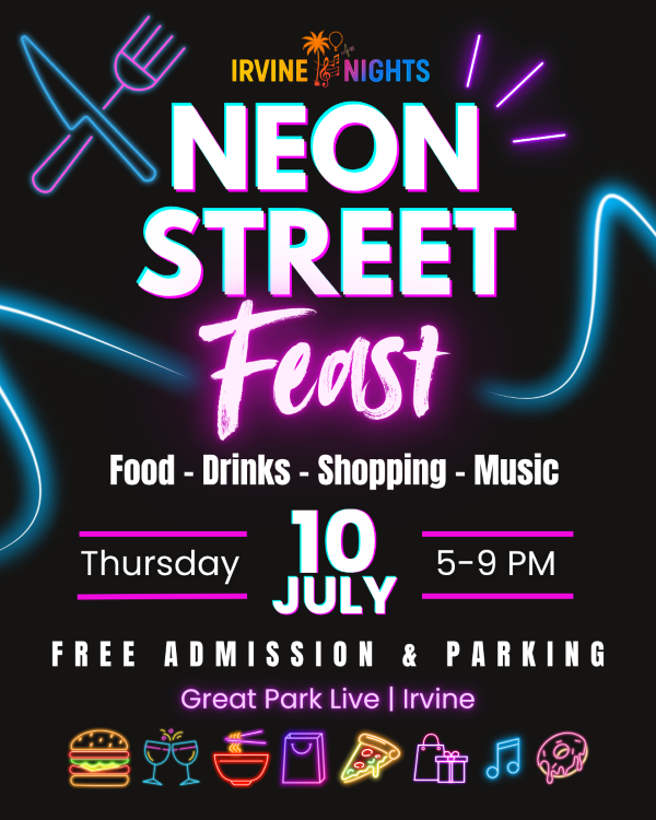 Irvine Nights: Night Market Summer Series 1 SMALL Neon Street Feast IG Post
