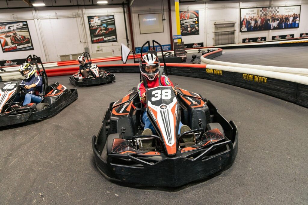 go karts on a race track at k1 speed