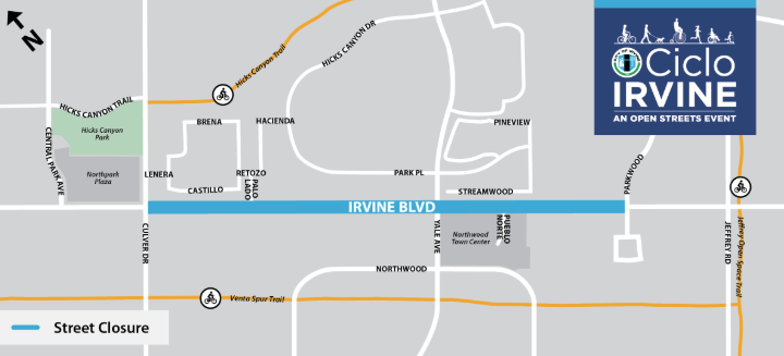 bike route map at Irvine Blvd for CicloIrvine