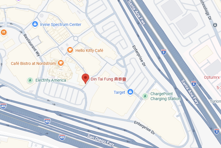 google map of din tai fung irvine spectrum