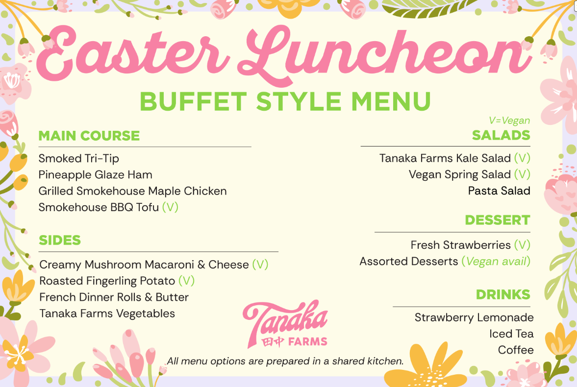 Easter Luncheon menu