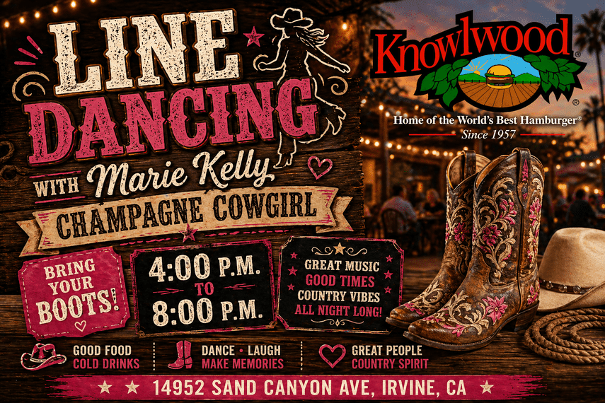digital poster for line dancing at knowlwood restaurant