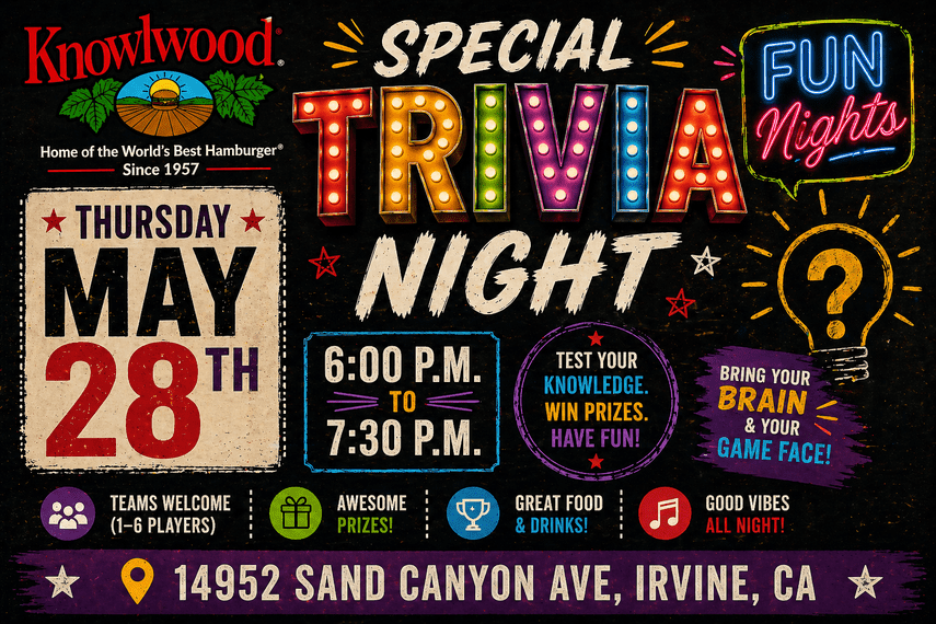 special trivia night event at knowlwood