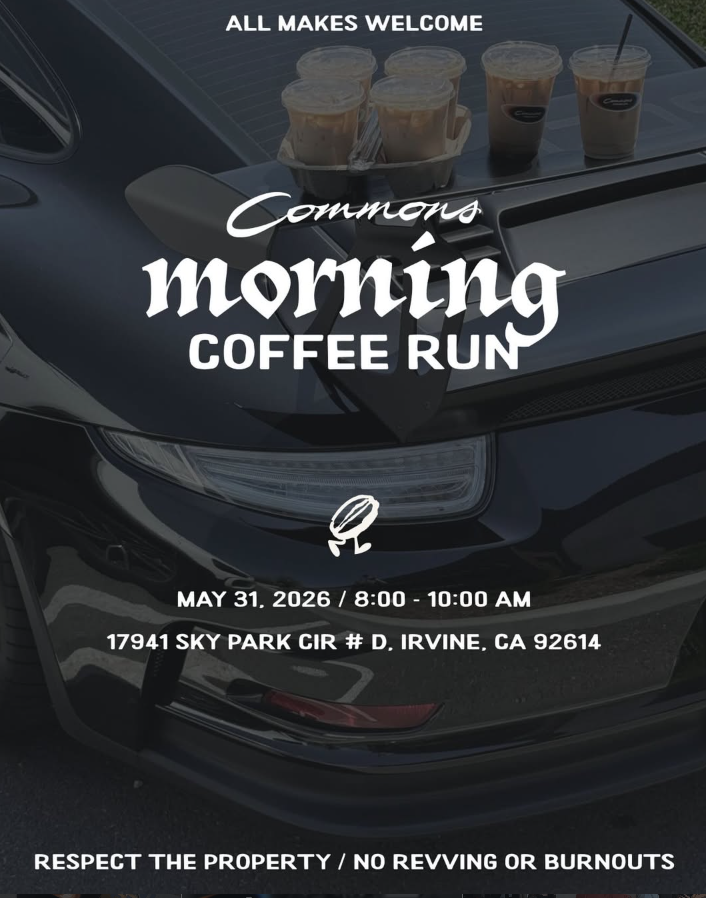 digital artwork for Commons Morning Coffee Run on May 31 at irvine