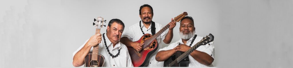 three male musicians each holding a string instrument