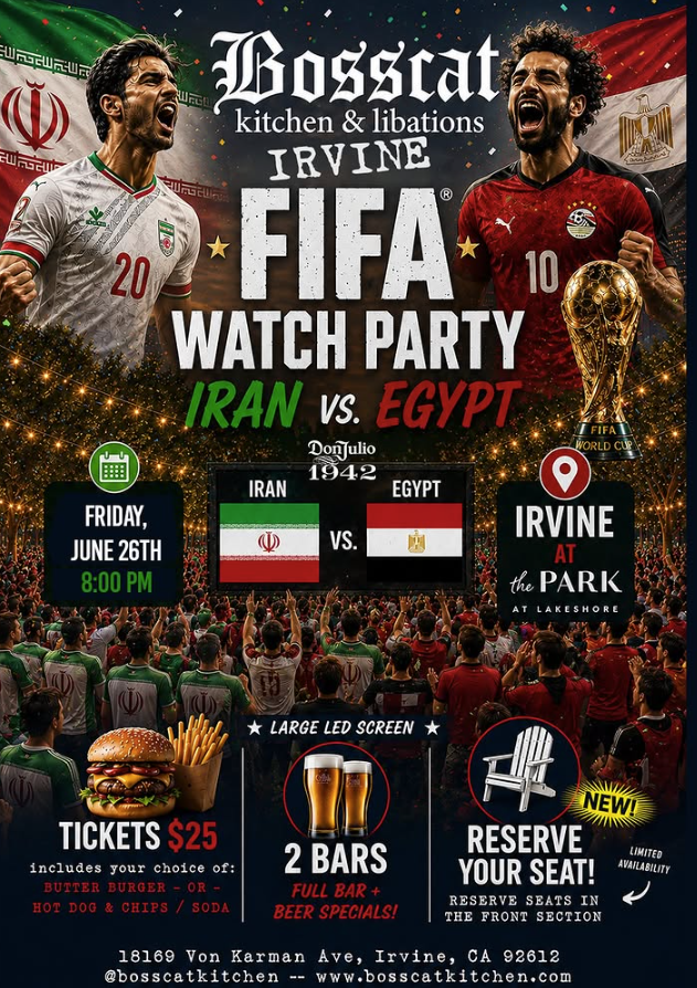 digital poster for Bosscat soccer watch party on June 26