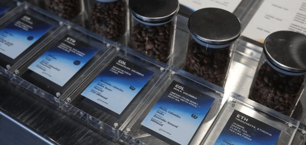 containers of coffee beans