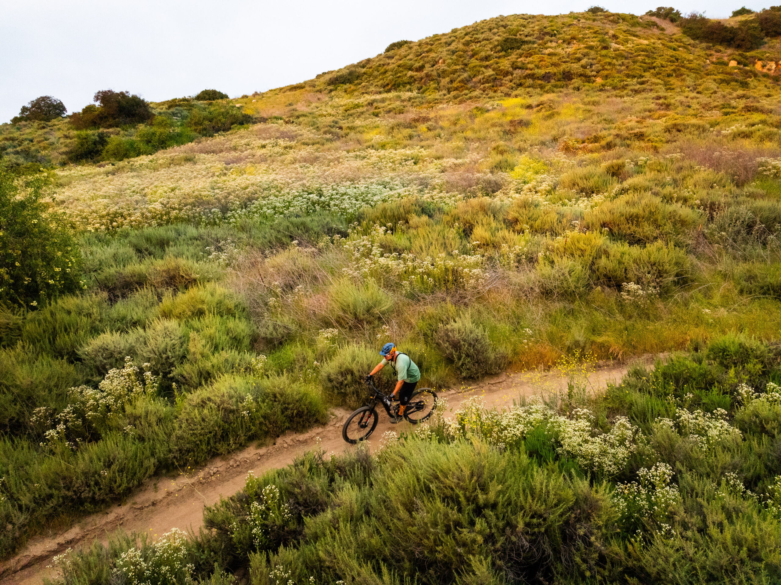 cyclist riding a bicycle down Bommer Canyon irvine