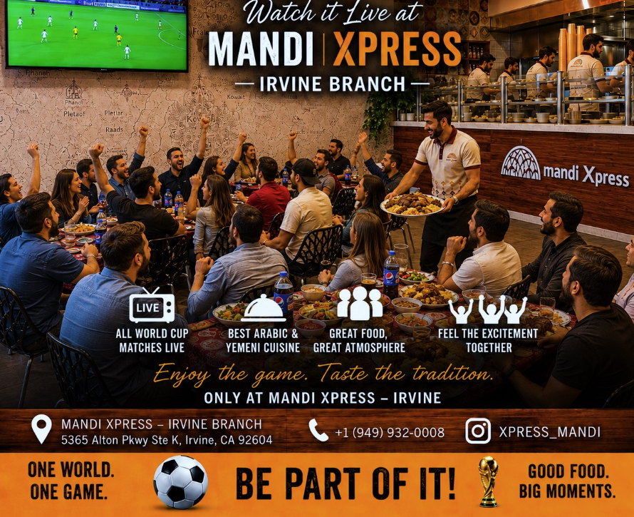digital poster for soccer game 2026 viewing party schedule at mandi xpress
