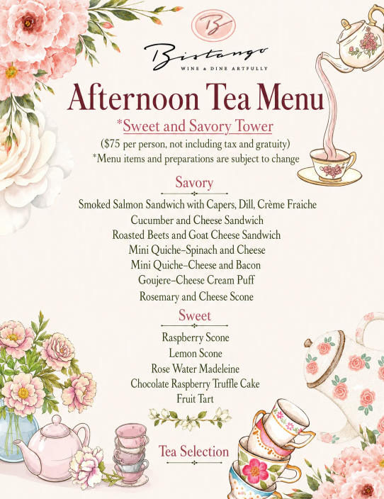 digital artwork for Bistang's Afternoon Tea menu