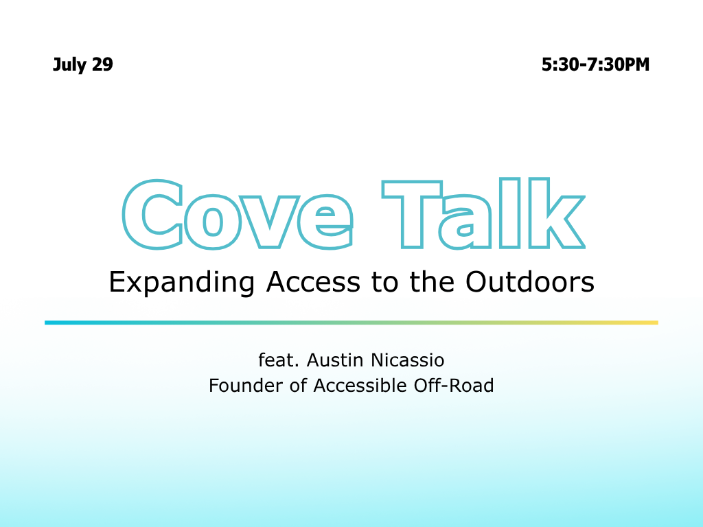 text artwork for Cove Talk event