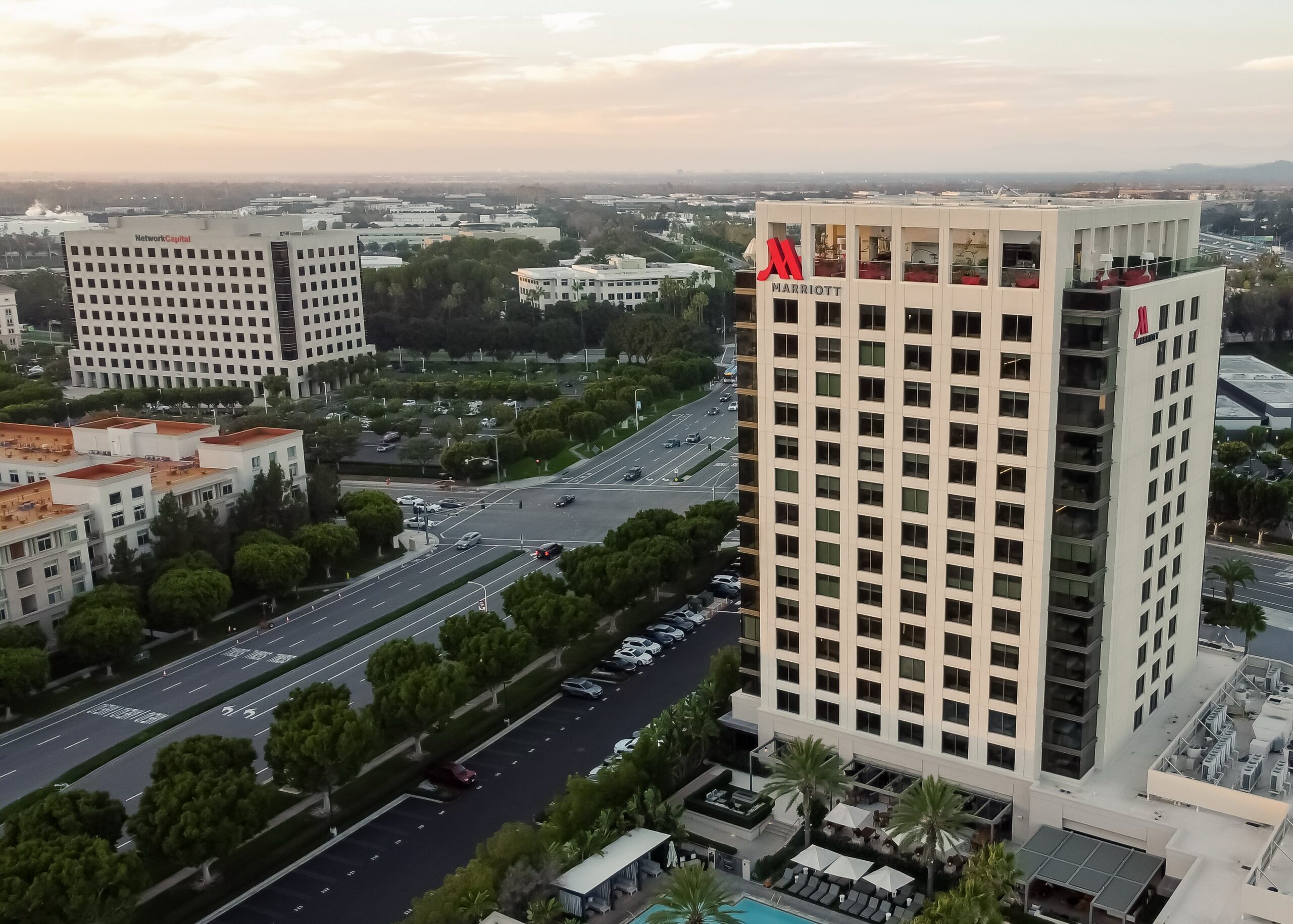 aerial shot of Marriott Irvine Spectrum