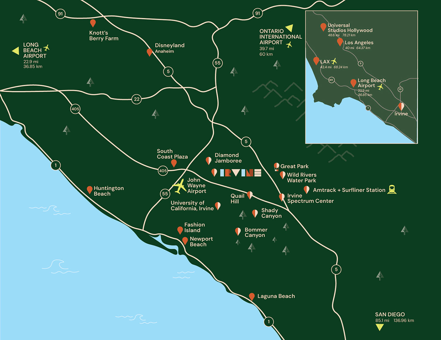 Map of Irvine and surrounding areas